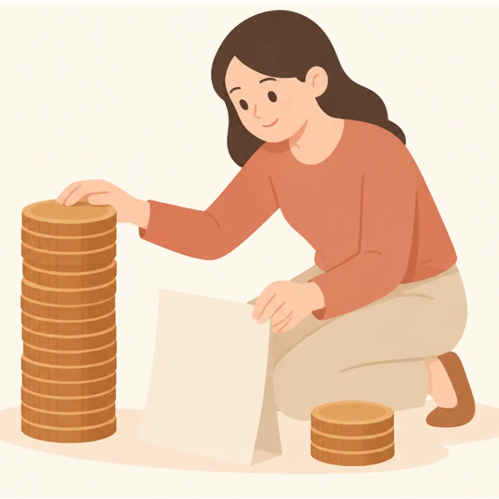 10ポイント1円のレートを示すメモとコインの山