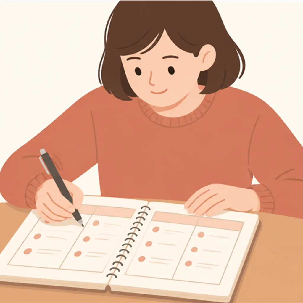 ノートに手書きで比較表を書き込んだ様子