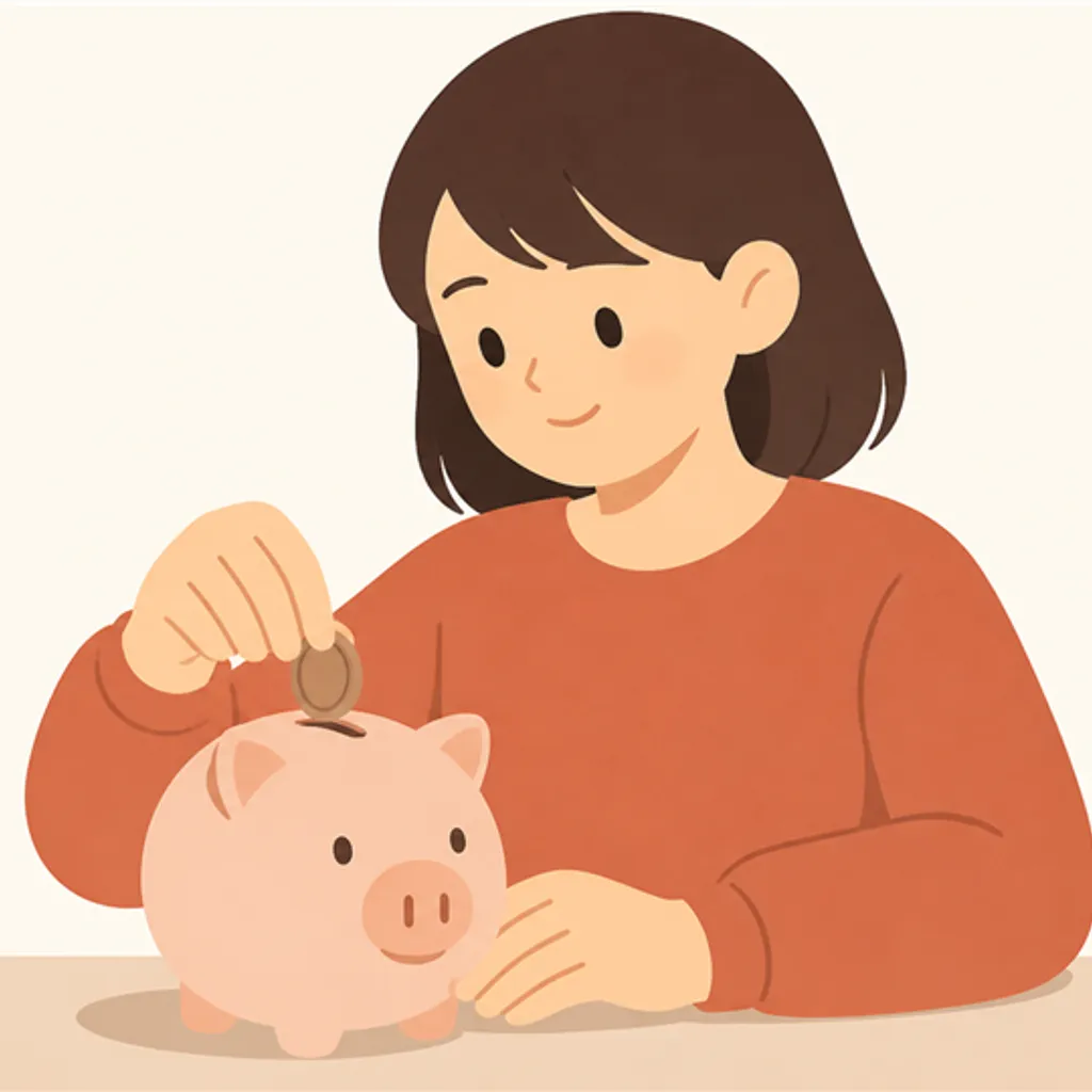 少しずつ貯まる様子を表す小さな貯金箱