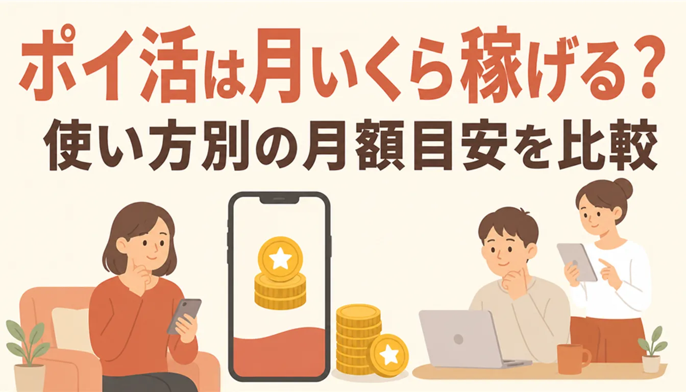 ポイント残高を映したスマホと小銭