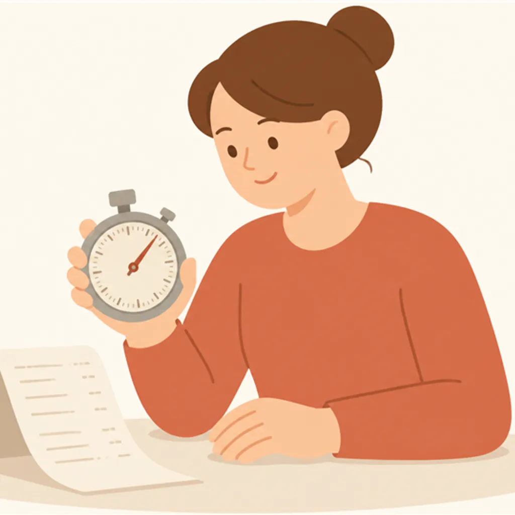 ストップウォッチと折りたたんだレシート