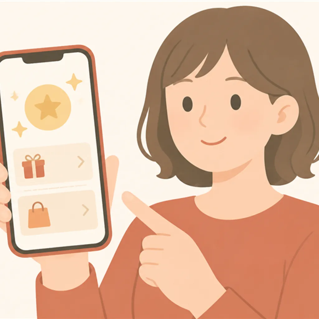 ポイント交換画面を表示したスマートフォン