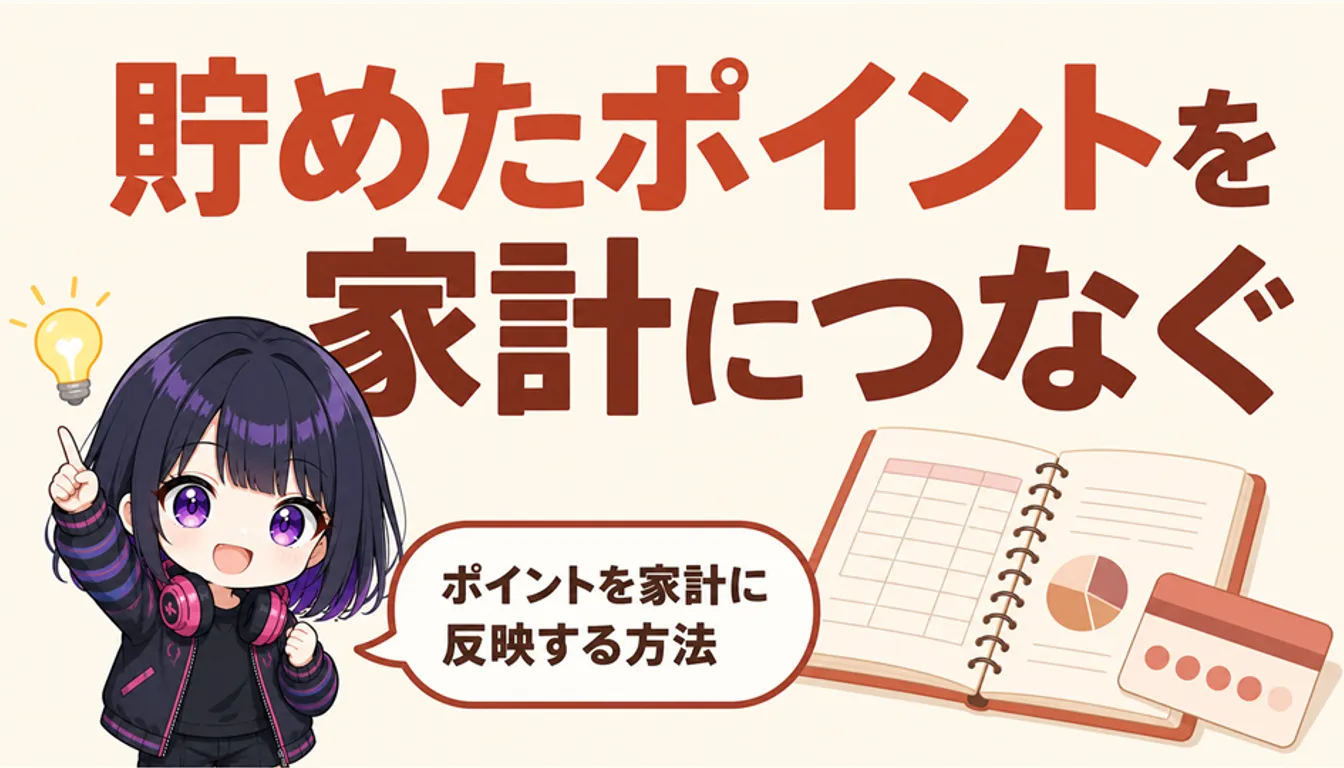 家計簿のノートとポイントカードを並べた様子