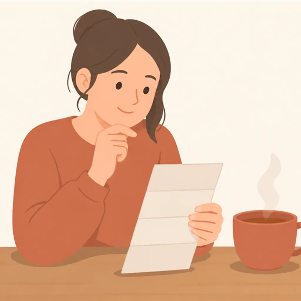お茶のそばに置かれた小さな買い物メモ