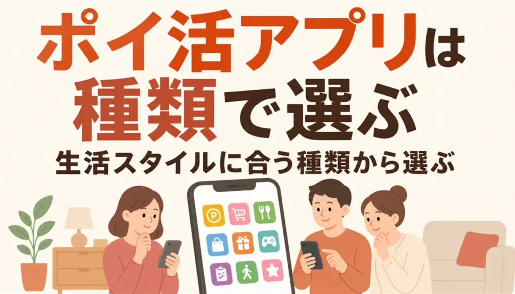 ポイ活アプリのアイコンが並ぶスマートフォンの画面