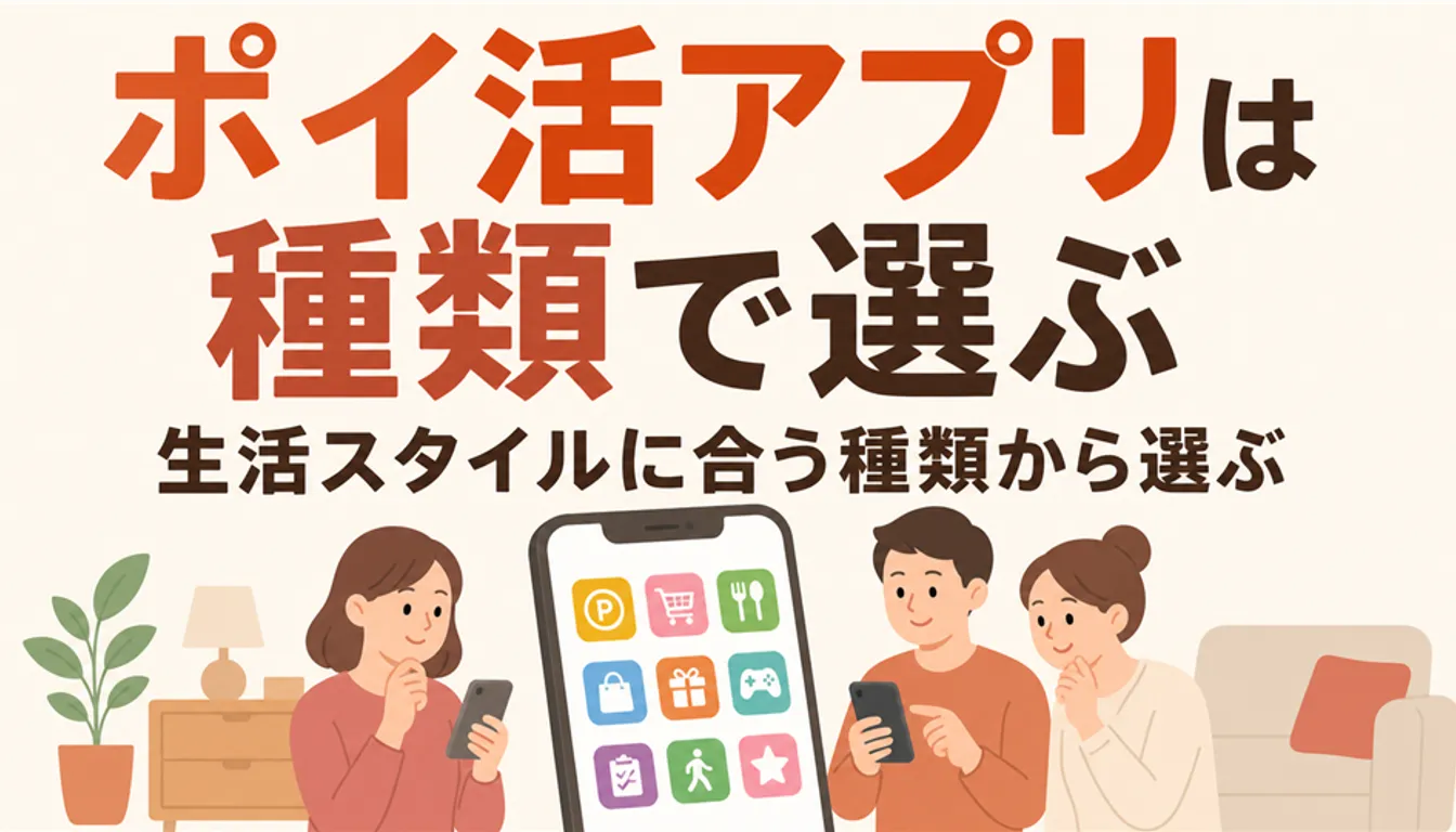 ポイ活アプリのアイコンが並ぶスマートフォンの画面