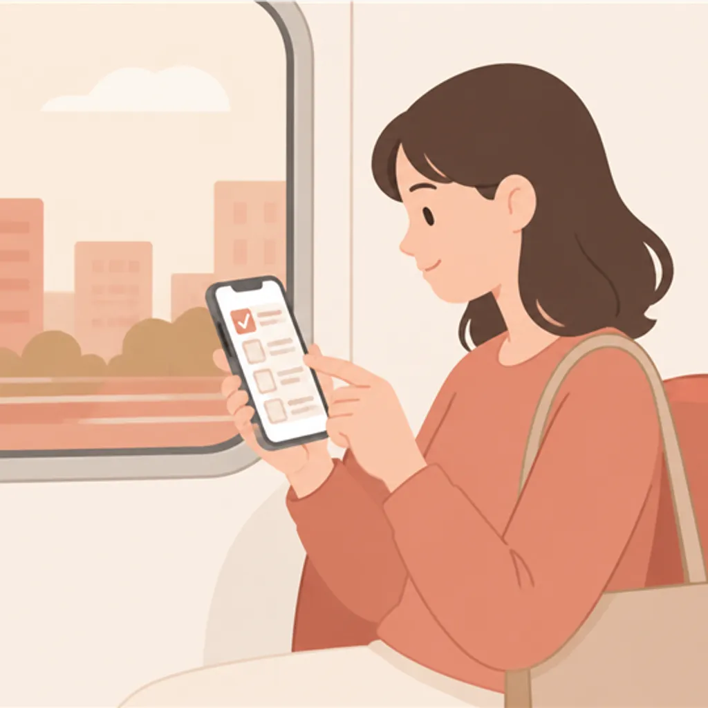 通学中にアンケートへ回答するスマホ画面