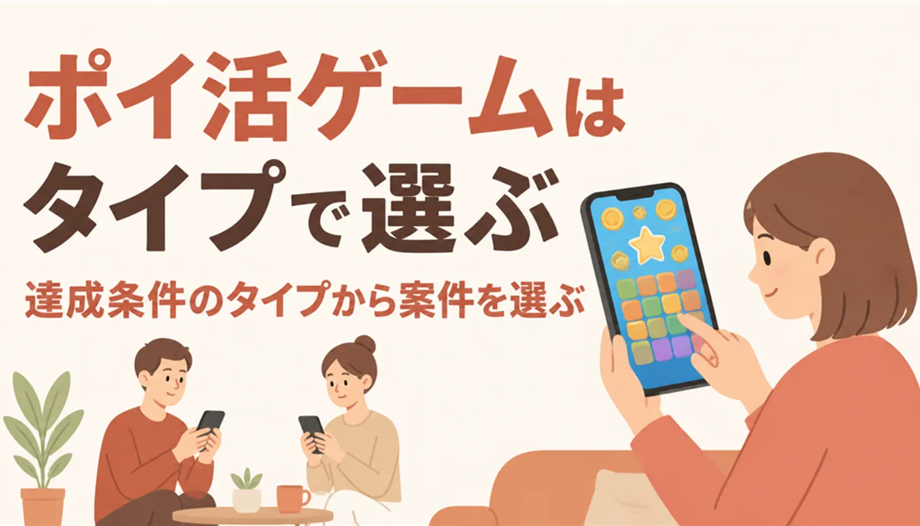 ポイ活ゲームの画面を表示したスマートフォン