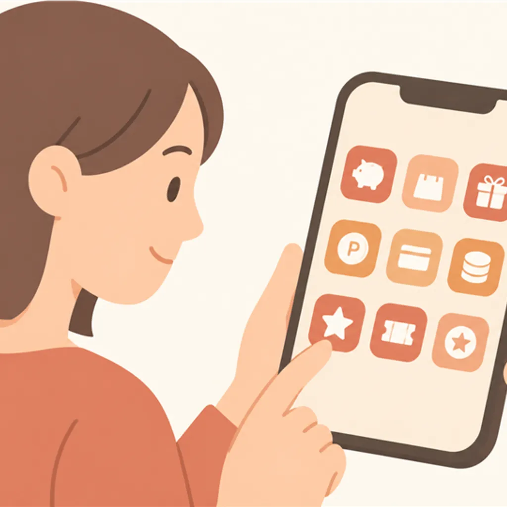 スマホに並んだポイントサイトのアプリアイコン