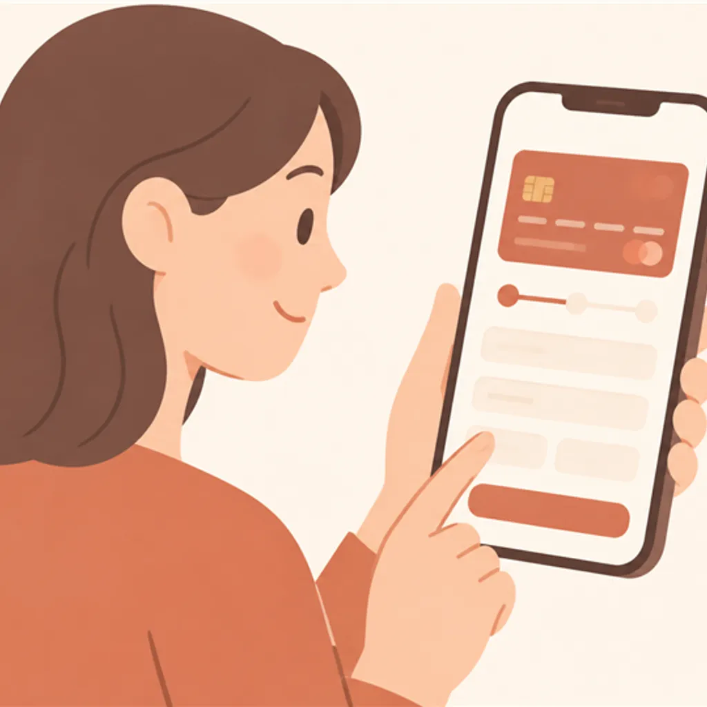 クレジットカードの申し込み画面を表示したスマートフォン