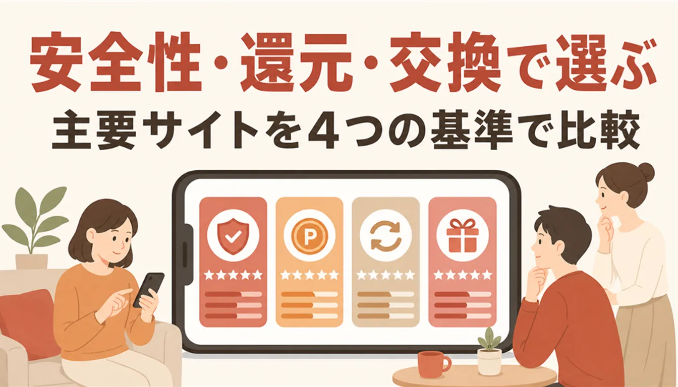 複数のポイントサイトを画面上で見比べるスマートフォン