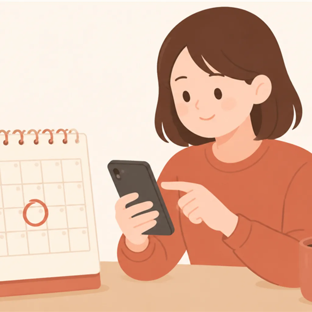 交換日に印を付けたカレンダーと決済アプリ