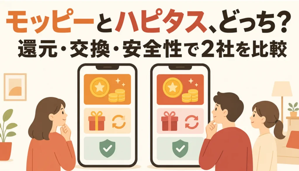 2台のスマホでポイントサイトを見比べる様子