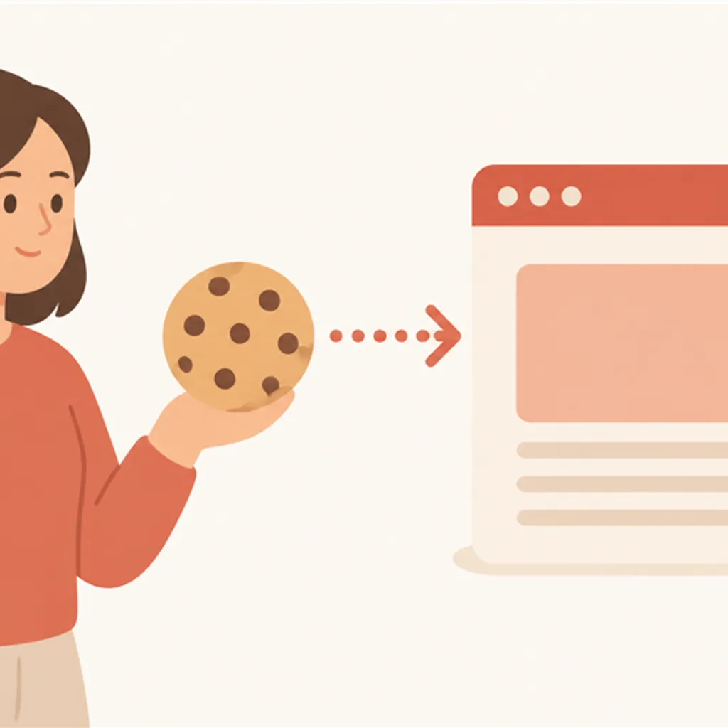 点線の矢印でつながれたクッキーのアイコン図