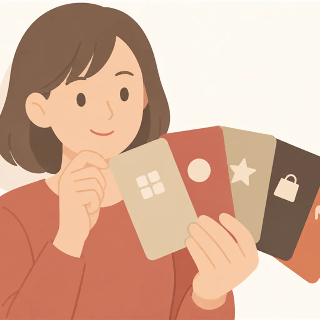 比較のため広げられた複数のポイント決済カード