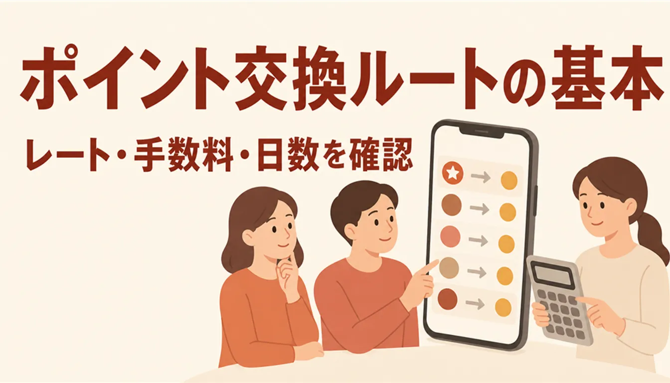 ポイント交換レートを確認するスマートフォンと電卓