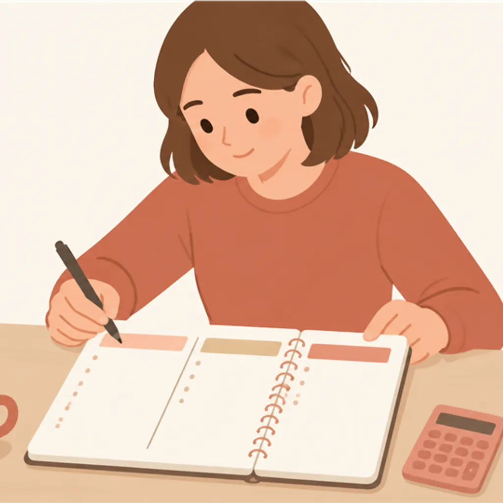 月ごとの内訳を三つの欄に書き分けた手書きノート