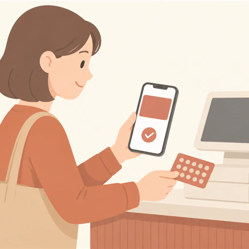 レジでのスマホ決済画面とポイントカード