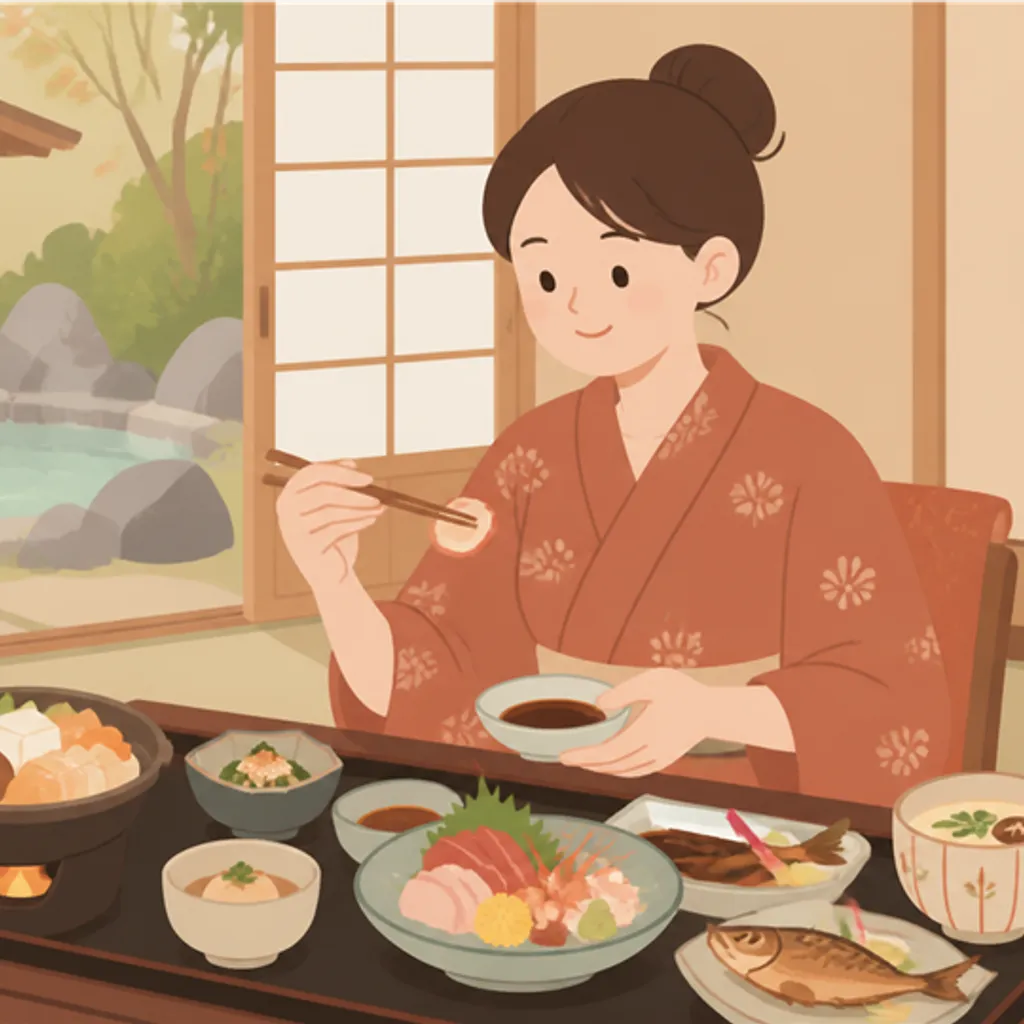 和食の膳が用意された温泉旅館の客室