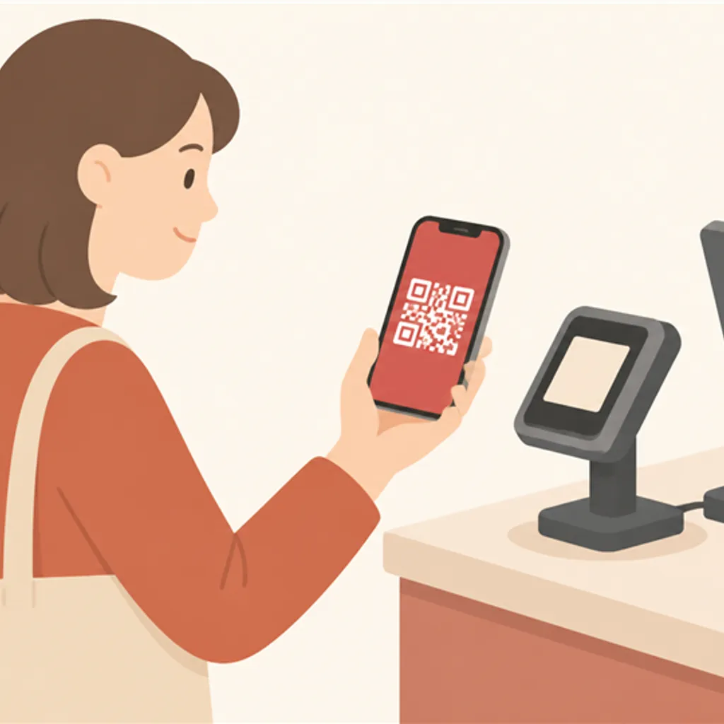 支払い用のQRコードを表示したスマートフォン