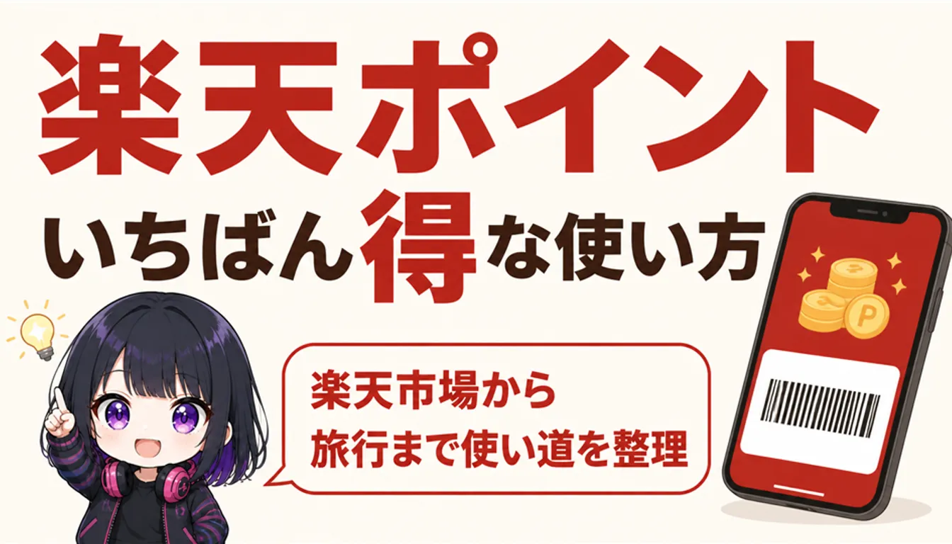 楽天ポイントの残高とバーコードを表示したスマートフォン